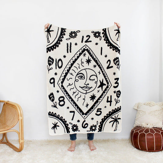CALHOUN & CO - Counting Sun & Moon Mini Knit Blanket Throw Calhoun & Co 