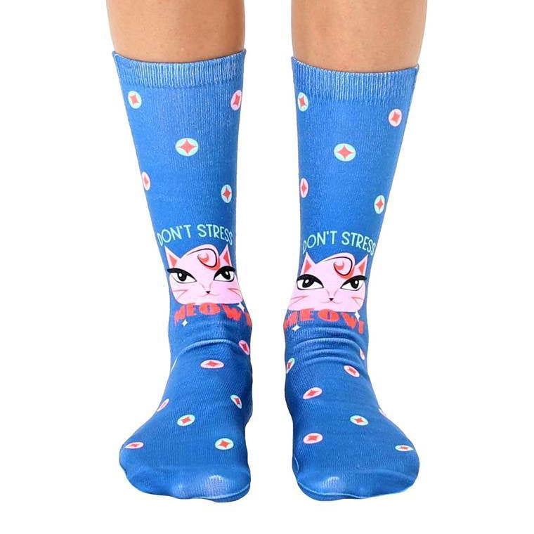 LIVING ROYAL Don't Stress Meowt Crew Socks Socks living royal 