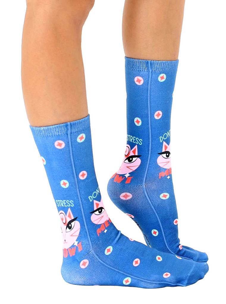 LIVING ROYAL Don't Stress Meowt Crew Socks Socks living royal 