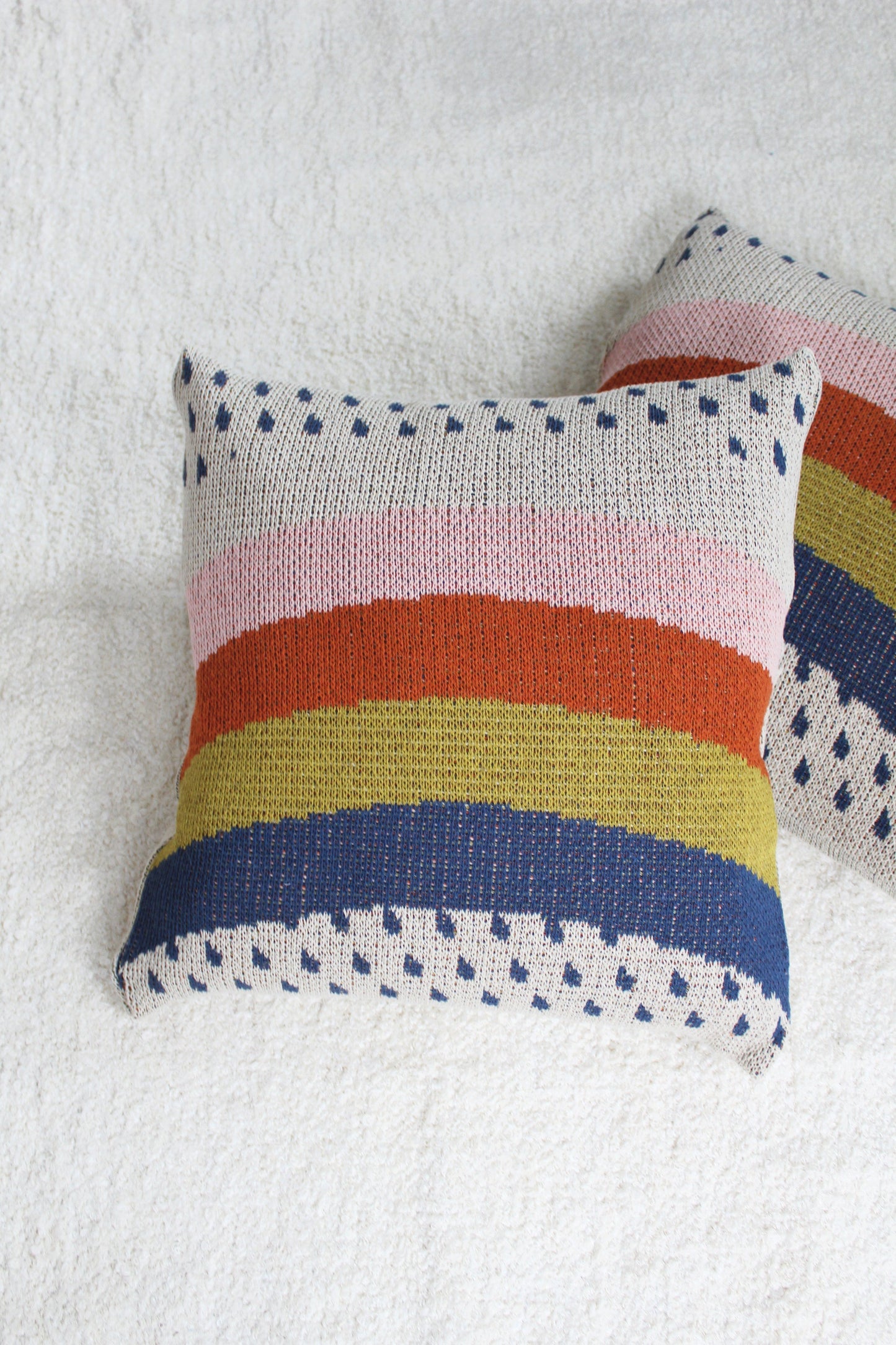 Rainbow Knit Pillow Blankets Calhoun & Co 