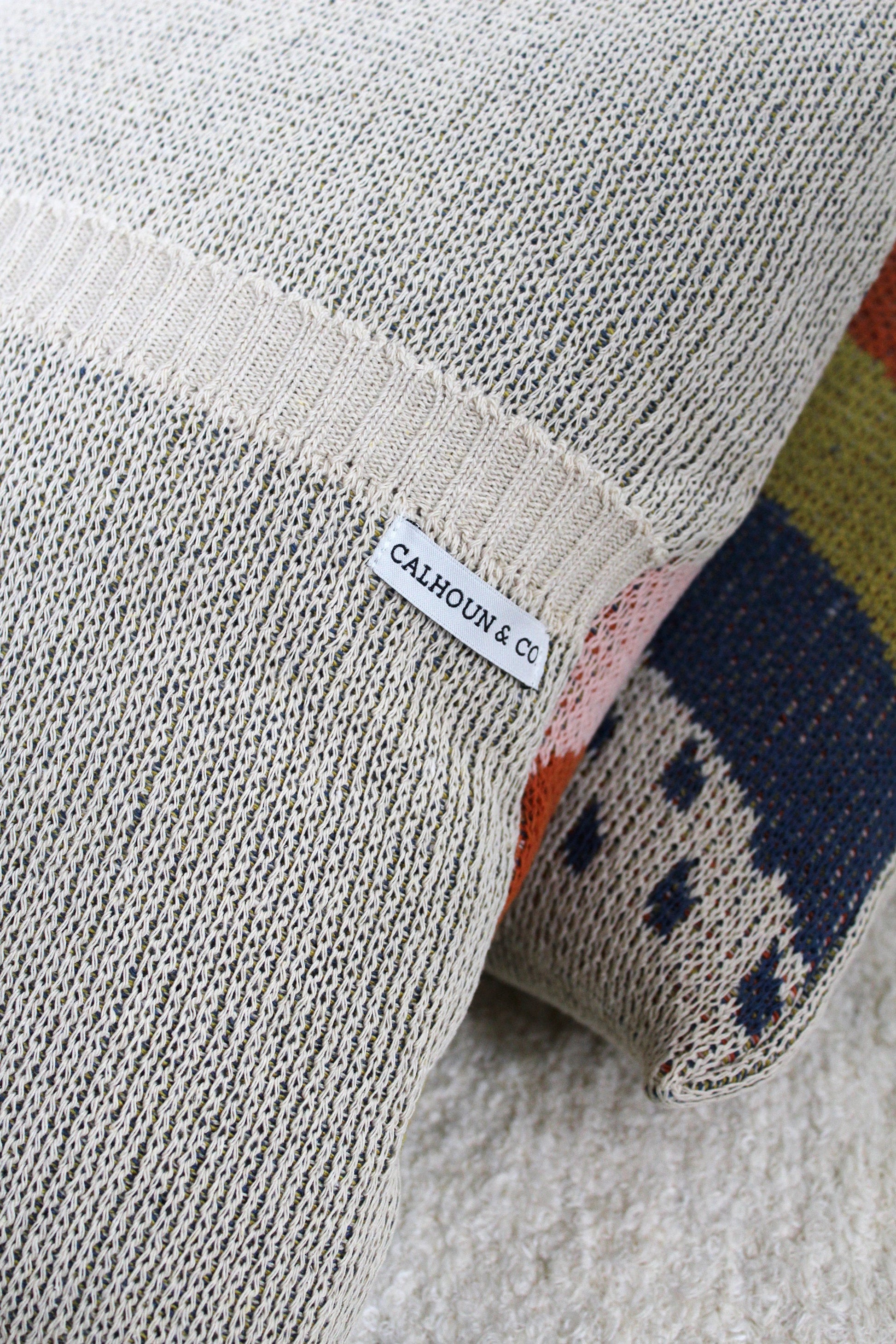 Rainbow Knit Pillow Blankets Calhoun & Co 