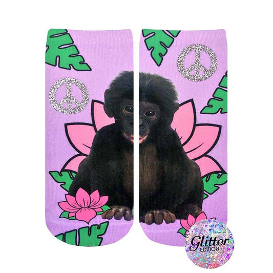 Rainforest Monkey Glitter Socks