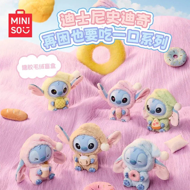 [In Stock] MINISO Stitch Eat Something Before Sleep Plush Keychain Blind Box