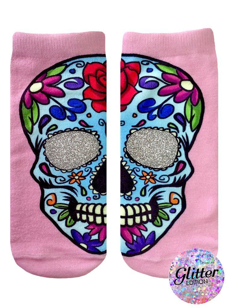 LIVING ROYAL Glitter Sugar Skull Ankle Socks Socks living royal 