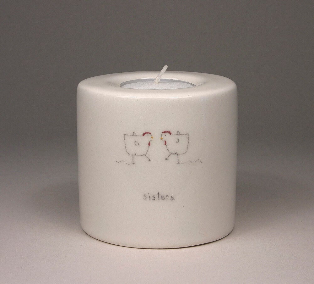 BETH MUELLER Words & Pictures - Sisters Small Tea Light Holder Candle Holders Beth Mueller 