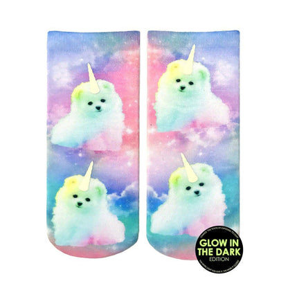 Unicorn Puppy Glow In The Dark Ankle Socks