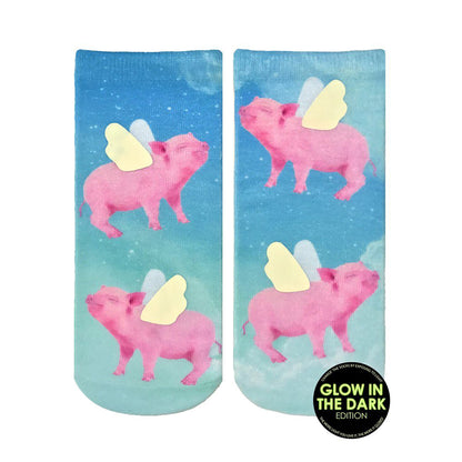 When Pigs Fly Glow In The Dark Ankle Socks