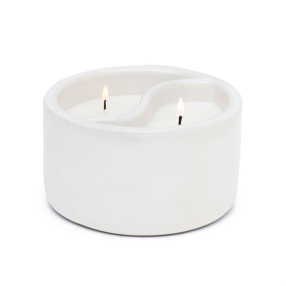 PADDYWAX - Yin & Yang 11oz White Matte Ceramic Candle - Black Salt & Teakwood Candle Paddywax 